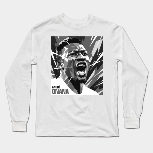 Andre Onana Illustration in Grayscale Long Sleeve T-Shirt by RJWLTG